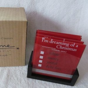 CLEARANCE! Glass Holiday Coasters Home America